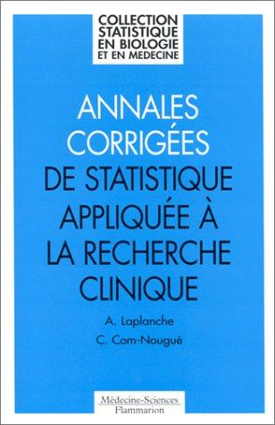 Couverture : Annales corrigées de statistique appliquée à la recherche clinique