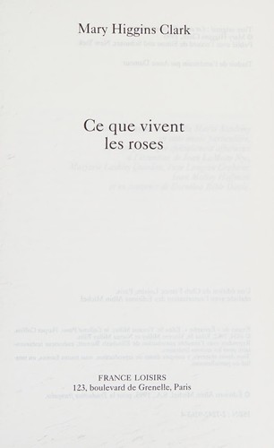 Couverture : Ce que vivent les roses